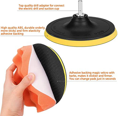 5 Inch Polishing Pads Kit, 11PCS Foam Buffing Pads with Drill Adapter - size: 5Inch-11PCS