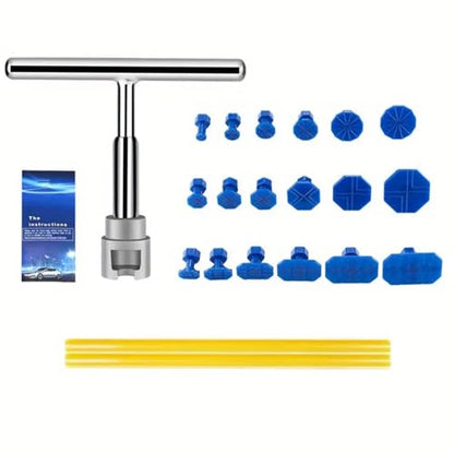 iayokocc Car Dent Puller Kit, Paintless Dent Repair Remover Tool with T Bar/Adhesive Strips Ergonomic Handle Pulling Small Dents Out of Car, Universal Auto Dents Repair Removal Kit