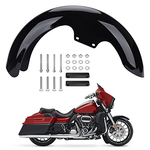 Motorcycle 17 inches Front Fender, Wheels Wrap Front Fender Fit for Harley Touring Road King Road Glide Electra Glide Street Glide (Gloss Black)