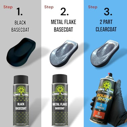LiME LiNE Metal Flake Basecoat Automotive Grade Sparkle Spray Paint (Black) - color: Black