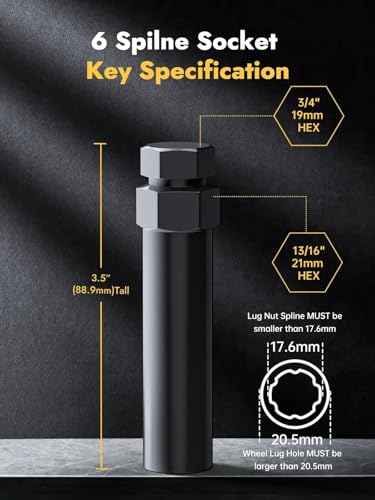 MIKKUPPA Small 6 & 7 Spline Lug Nut Socket, 2 Piece Wheel Lock Key Set - color: Black, size: 6+7 Spline - 2PCS
