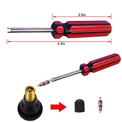 FEBRYTOLD Tire Valve Stem Tool Remover & Installation, 6 Pcs TR412 Snap-in Valve Stems with Valve Stem Cores, 1 Pcs Single Head Tire Valve Core Remover Installer Tool (14 Pcs) - size: 14 pcs