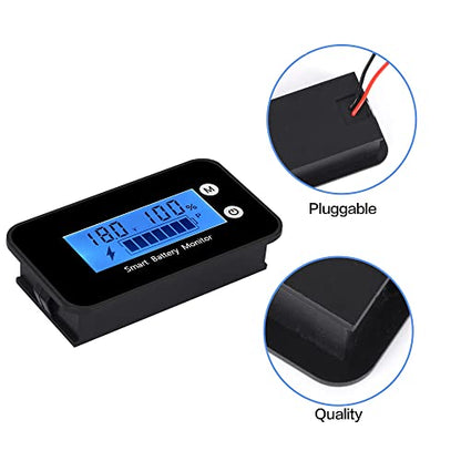 IPX7 Waterproof 7-100V Monitor with Bracket Buzzer Alarm &Temperature - color: Blue
