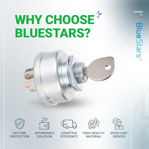 BlueStars 103-0206 Ignition Switch 3 Positions 6 Terminals - for Exmark - size: 103-0206 - 6 Terminals