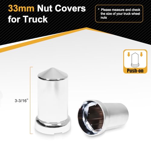 40PCS 33mm Lug Nut Covers Bullet Flanged ABS Chrome Plastic Push-on Nut Cover Caps for Semi Trucks - color: 40 PCS