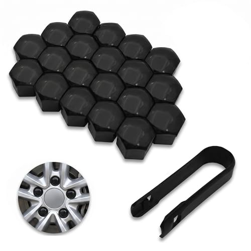 20PCS Lug Nut Covers, 19mm Car Hexagonal Wheel Bolt Covers Caps with Removal Tool, Dustproof Anti-Rust Auto Hub Screw Bolt Head Tire Protector, Universal Lug Nut Cap for Car SUV Truck (Black) - color: Black #19mm