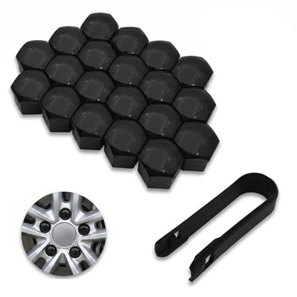 20PCS Lug Nut Covers, 19mm Car Hexagonal Wheel Bolt Covers Caps with Removal Tool, Dustproof Anti-Rust Auto Hub Screw Bolt Head Tire Protector, Universal Lug Nut Cap for Car SUV Truck (Black) - color: Black #19mm