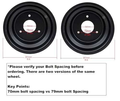RedCap 16x8-7 Tubeless Tire with Wheel Rim Assembly Front Rear Wheel, 7 x 5" 3 Bolt Rim Spacing 79mm Compatible for Taotao Kandi Redcat Sunl Kazuma 70cc 110cc 125cc Off-Road UTV ATV Go-Karts - (Right) - size: Right