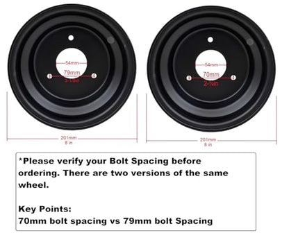 RedCap 16x8-7 Tubeless Tire with Wheel Rim Assembly Front Rear Wheel, 7 x 5" 3 Bolt Rim Spacing 79mm Compatible for Taotao Kandi Redcat Sunl Kazuma 70cc 110cc 125cc Off-Road UTV ATV Go-Karts - (Right) - size: Right