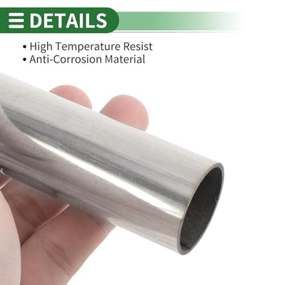 Motoforti 1.25" Straight Exhaust Pipe Tube T304 Stainless Steel DIY Custom Car Modified Tubing Piping 17.32" Length Single Side with Flaring Surface Polishing