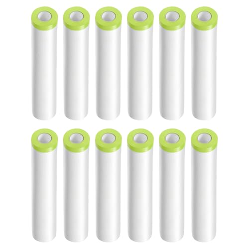HARFINGTON 12 Rolls Pre-Taped Masking Film 118.1" x65.6ft Tape and Drape Painters Plastic Drop Cloth Film with Tape Plastic Sheeting for Automotive Painting Covering, Green - color: Green, size: 118.1"x65.6ft