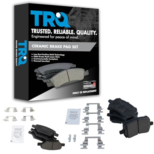 TRQ Front and Rear Brake Pads Ceramic - color: Ceramic, size: BFA12938