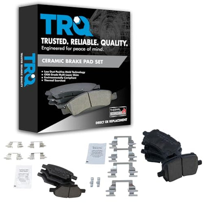 TRQ Front and Rear Brake Pads Ceramic - color: Ceramic, size: BFA12938