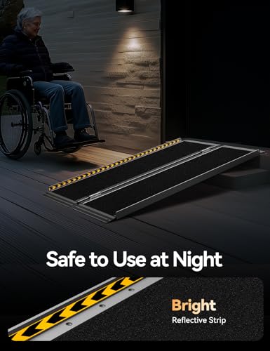 FACHNUO 3FT Portable Wheelchair Ramp for Home Steps, Non-Skid Aluminum Ramp - size: 3FT(Using height 3-9'')