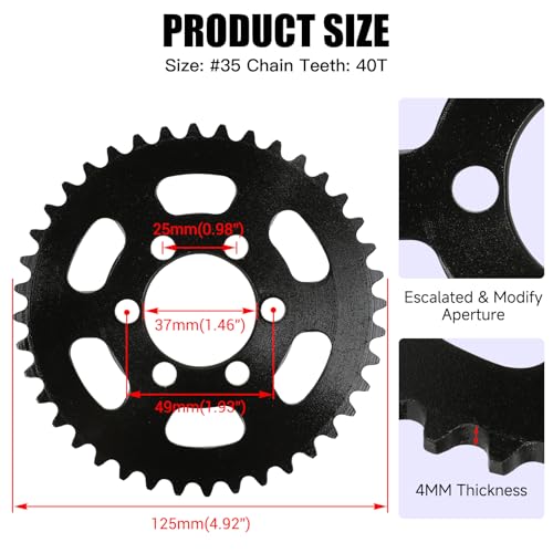 High Speed 35 Chain Sprocket 40 Tooth 37mm Bore for Mini Bike CT100U - color: Black