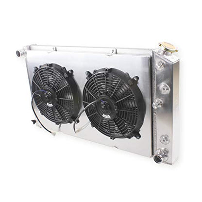 4 Rows with Fan Shroud Aluminum Radiator 1966-1988 for Chevy Chevrolet El Camino Caprice K20 Impala Monte Carlo Camaro Oldsmobile Cutlass Supreme GMC Caballero Buick Century Pontiac - size: 179