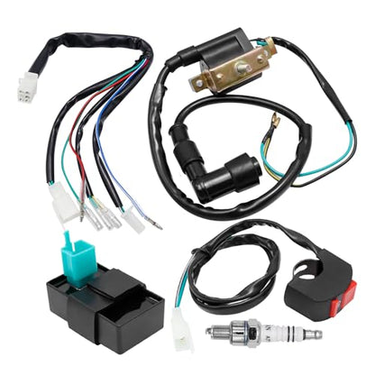 EATAKWARD 5 Wiring Loom Kill Switch Coil CDI Spark Plug Kit for 50cc 70cc 90cc 110cc 125cc140cc Kick Start Dirt Pit Bike ATV, Replacement for Chinese Pit Bike