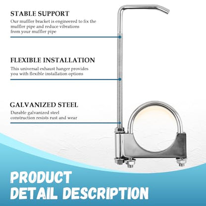 2.5 Inch Exhaust Hangers,Heavy Duty Adjustable 2.5 Exhaust Clamp with Muffler Hanger for Muffler Pipe Vibration Damping and Fixing,Universal Exhausts Hanger Rod Car Accessories - color: 2.5in