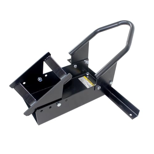 MaxxHaul Motorcycle Wheel Chock - Pivoting Self-Locking Cradle - Fits 14 to 21 Inch Tires - Universal Trailer and Garage Stand (80077) - color: Black