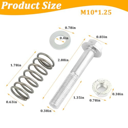 2PCS Car Exhaust Manifold Bolts, M10 × 1.25 Vehicle Flange Screws Flange Exhaust Bolts and Nuts Kit with Springs, Automotive Muffler Studs Replacement, Universal for SUV RV Truck - size: M10 × 1.25