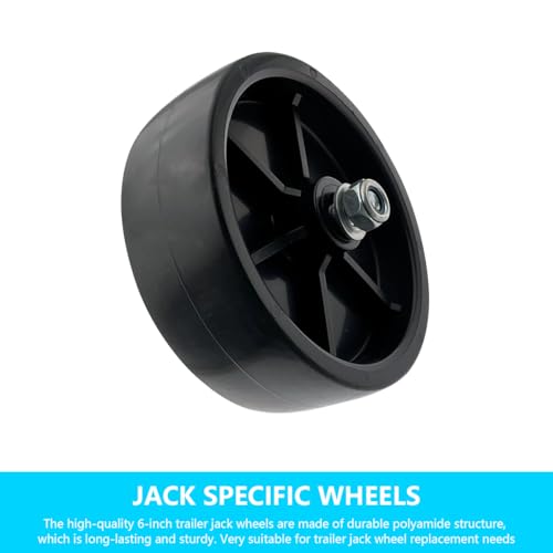 Trailer Jack Caster Wheel, 6 Inch Trailer Tongue Jack Wheel with 1200LB Load Capacity, Utility Replacement Parts Accessories, Suitable for Hitch Camper RV - size: 6 Inch