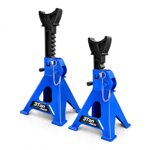 Jack Stands 3 Ton with Double Pin Locking, Car Jack Stands for Trucks Adjustable, Heavy Duty Jack Stands for Home, Garage,SUV,Pickup,Car,UTV/ATV,1 Pair - color: Blue
