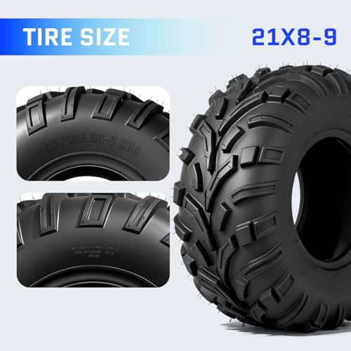 21x8-9 ATV Tires,6PR All-Terrain Tire,Tubeless,Pack of 2 - size: 21x8x9