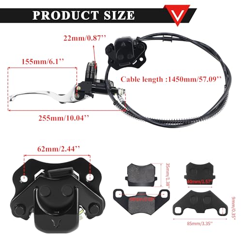 PRO BAT Mini ATV Hydraulic Brake Kit with Master Cylinder Caliper - color: Silver&Black