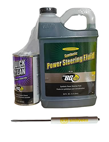 BG K6704 Power Steering Flush Kit Pentosin Based Kit Universal Synthetic Fluid PN 334 & Quick Clean PN 108 with Pocket Screwdriver (1)