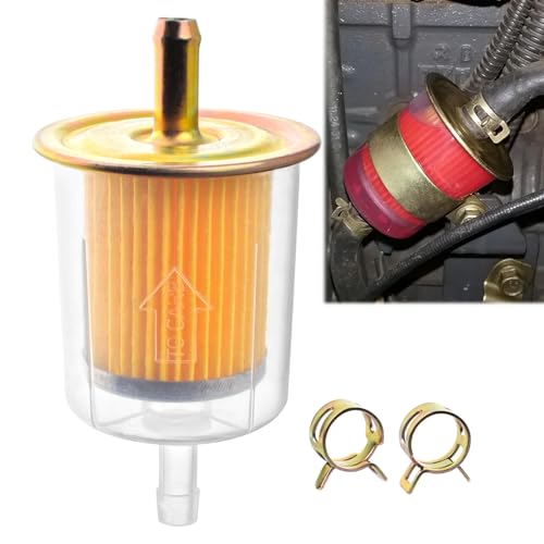 5pcs 5/16” Universal Fuel Filters with 10pcs 8mm Hose Clamps Gas Inline Fuel Filter for Motorcycles, Cars, Trucks