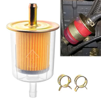 5pcs 5/16” Universal Fuel Filters with 10pcs 8mm Hose Clamps Gas Inline Fuel Filter for Motorcycles, Cars, Trucks