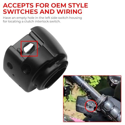 Handlebar Switch Kit Switch Housing W/Button Cover Cap Fits for Harley 2002-2017 VRSC/1996-2012 Sportster/1996-2011 Dyna Softail/1996-2013 Road King Models(Black) - color: Black