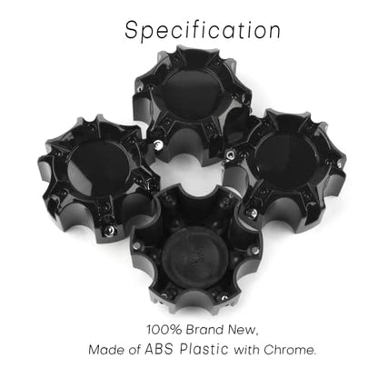 4.49in Wheel Center Caps for Ballistic Black Center Cover Replacement, 4 Pack, 6 lugs