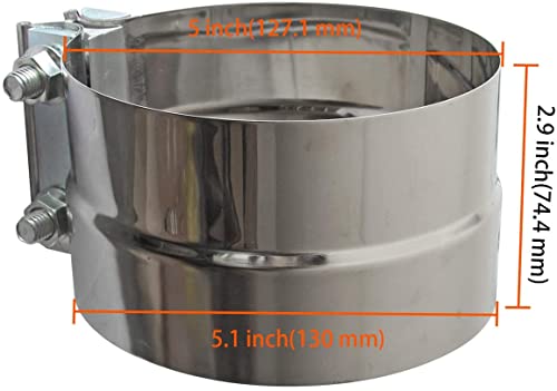 Exhaust Clamps 5" Lap Joint 304 Stainless Steel Band Clamp (4 Pack) - size: 5IN 4PCS Lap Joint Clamps