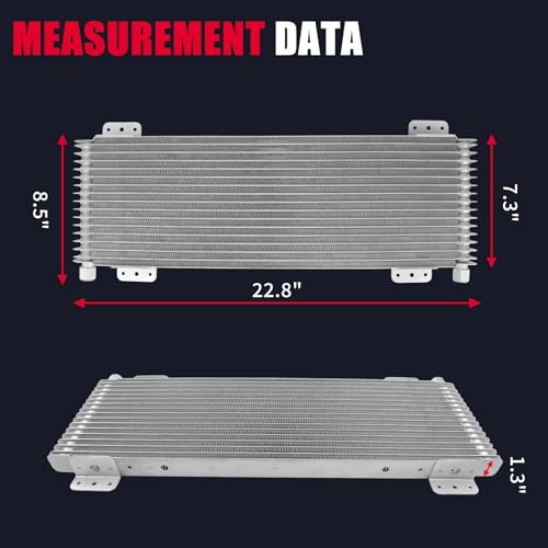 Upgrade 15Row LPD47391 40k Transmission Oil Cooler Kit Low Pressure Drop Trans Cooler Compatible with Heavy Duty 40,000 GVW Max Includes Mounting Hardware