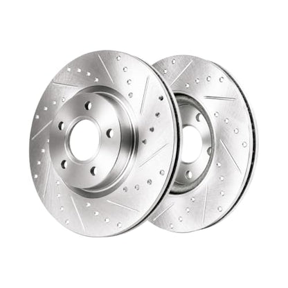 HUSCH Ceramic Brake Pads and Drilled and Slotted Brake Rotors Fit for Volvo - size: Drilled&Slotted-34364+D1044