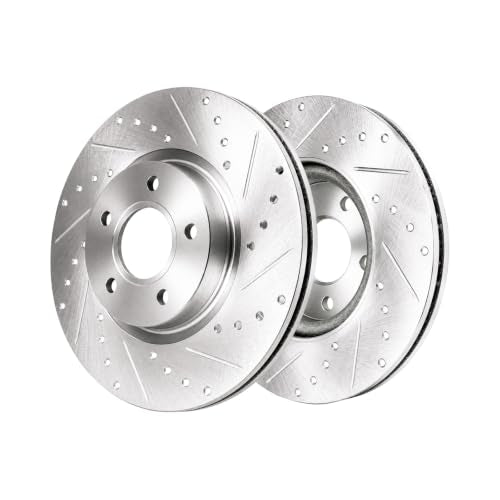 HUSCH Ceramic Brake Pads and Drilled and Slotted Brake Rotors Fit for Volvo - size: Drilled&Slotted-34364+D1044
