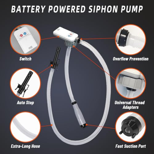 Fuel Transfer Pump with Auto-Stop Sensor, Flow at 3.2 GPM, 3 Adapters