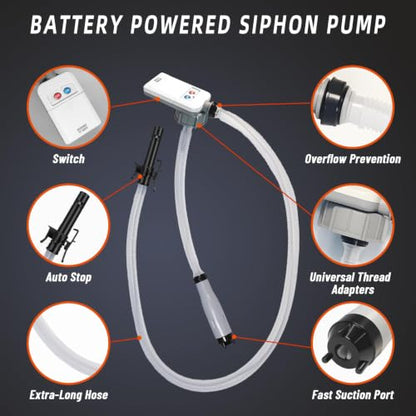 Fuel Transfer Pump with Auto-Stop Sensor, Flow at 3.2 GPM, 3 Adapters