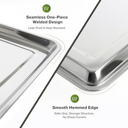 Stainless Steel Oil Drip Pan Set, 2 Pack, 23.6 × 15.7 × 0.8 in with Gloves - size: 31.5 × 19.7 × 1 in-2PCS