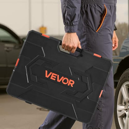 VEVOR Socket Set, 163 Pieces, 3/8 & 1/4 & 1/2 inch Drive Socket Tool Set, SAE and Metric, Deep and Standard, Mechanic Tool Kit with Storage Case, Chrome Plated CR-V Alloy Steel, for Automotive Repair - size: 163-PCS