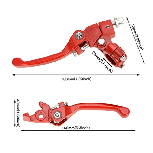 HIAORS Red Brake Folding Clutch Lever with Perch for 7/8" Handlebar 110cc 125cc SSR125 SSR70 TTR125 Xmotos Apollo Thumpstar 125 CRF50 XR klx 140 Chinese Pit Dirt Bike Motorcycle - color: Red