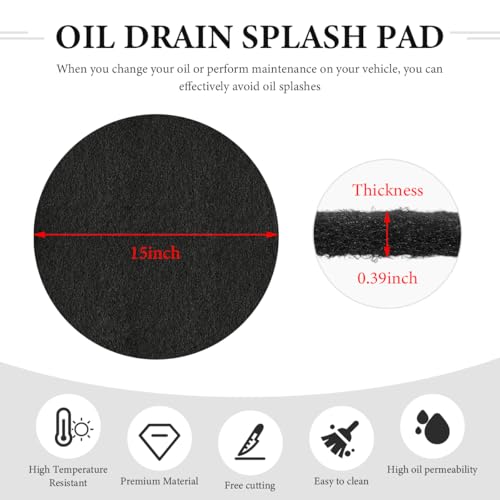 Oil Drain Splash Pad, 15" Round Oil Change Mat No Splatter Pad Oil Drip Mat, Heat-Resistant Oil Drain Mat Anti Splash Pad for Car Changing Oil Transmission Drain Pan