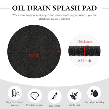 Oil Drain Splash Pad, 15" Round Oil Change Mat No Splatter Pad Oil Drip Mat, Heat-Resistant Oil Drain Mat Anti Splash Pad for Car Changing Oil Transmission Drain Pan