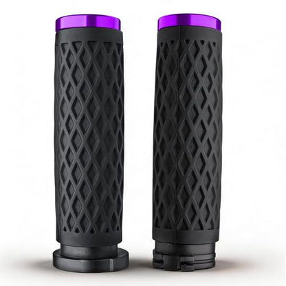 Purple 1" Silicone Cable Throttle Grips with Rear End Cap - color: Purple