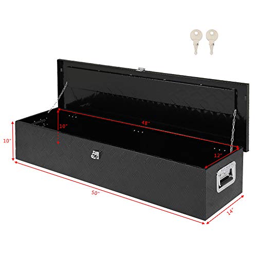 49 Inch Aluminum Truck Bed Tool Box with Side Handles, Lock - color: Black, size: 49"