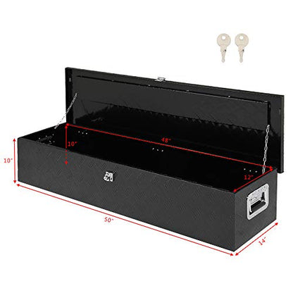 49 Inch Aluminum Truck Bed Tool Box with Side Handles, Lock - color: Black, size: 49"