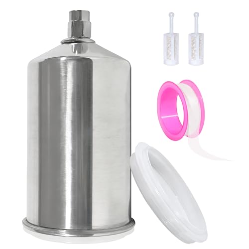Gravity Feed Spray Gun Cup, 1000ml Polished Aluminum Paint Cup