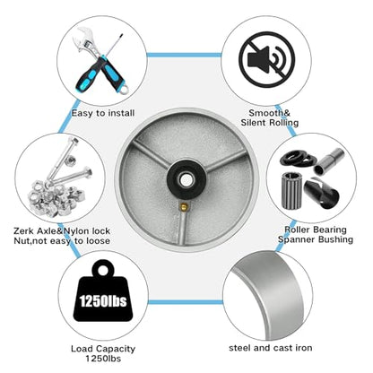 6" x 2" Industrial Casters, Steel Cast Iron Wheel - Heavy Duty Caster -Set of 4 Caster with 5000 lbs Capacity, Roller Bearing-1/2" Bore, Replacement Wheel for Platform Trucks(4 Pack) - style: 6"×2"