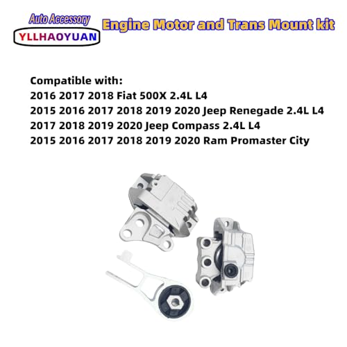 Yllhaoyuan Engine Motor Transmission Mount Set for Renegade/Compass 2.4L - size: 2015-2020 Jeep Renegade 2.4L L4